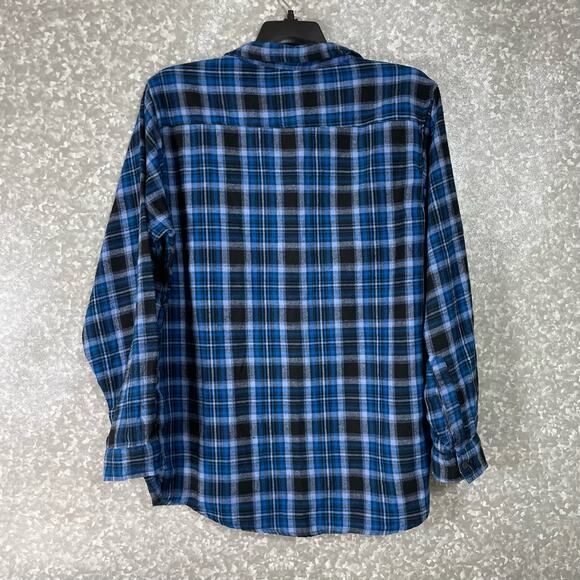 Open Trails Men's Blue Plaid Workwear Flannel Button Up Shirt - Size XL - Grunge - Picture 5 of 5